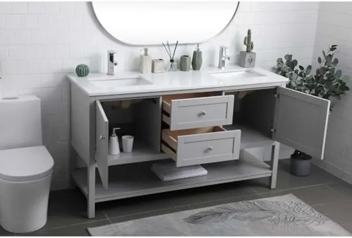 Elegant Lighting 60 Inch Double Bathroom Vanity in Grey