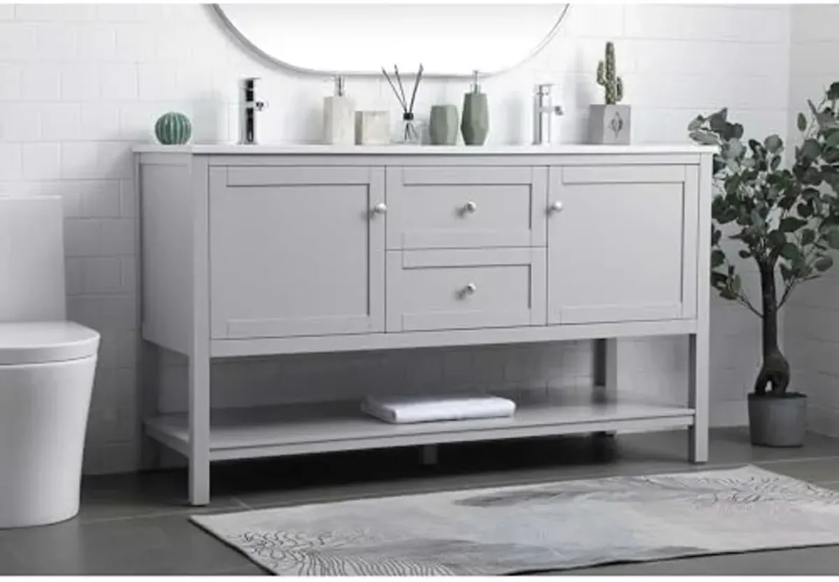 Elegant Lighting 60 Inch Double Bathroom Vanity in Grey