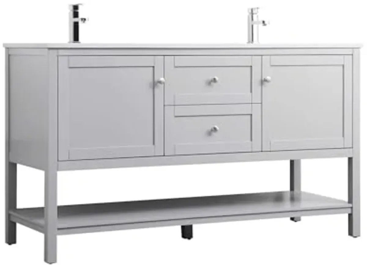 Elegant Lighting 60 Inch Double Bathroom Vanity in Grey