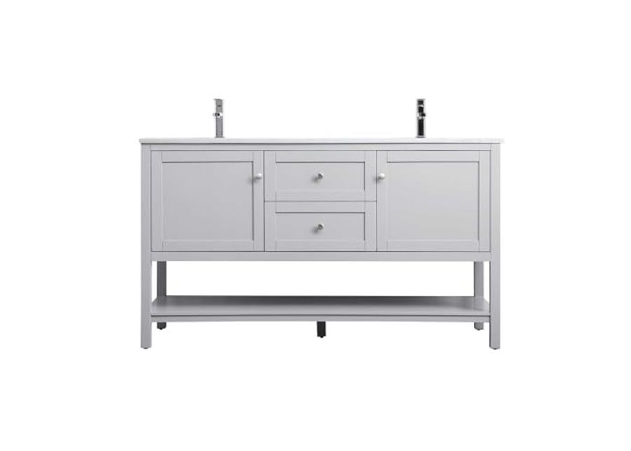 Elegant Lighting 60 Inch Double Bathroom Vanity in Grey