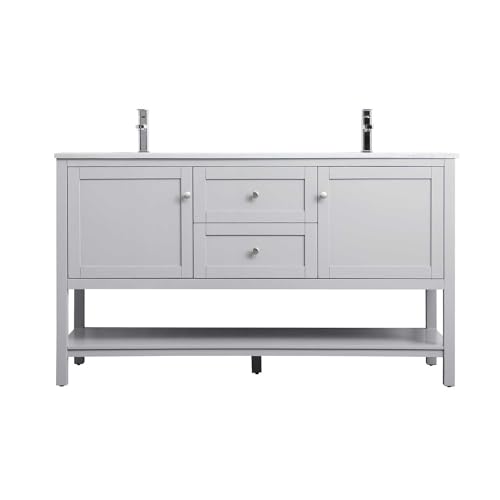 Elegant Lighting 60 Inch Double Bathroom Vanity in Grey