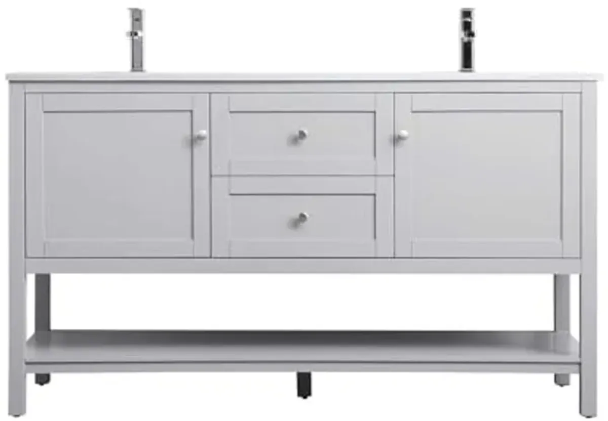 Elegant Lighting 60 Inch Double Bathroom Vanity in Grey