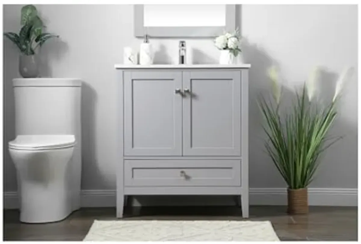 Elegant Lighting 30 Inch Single Bathroom Vanity in Grey