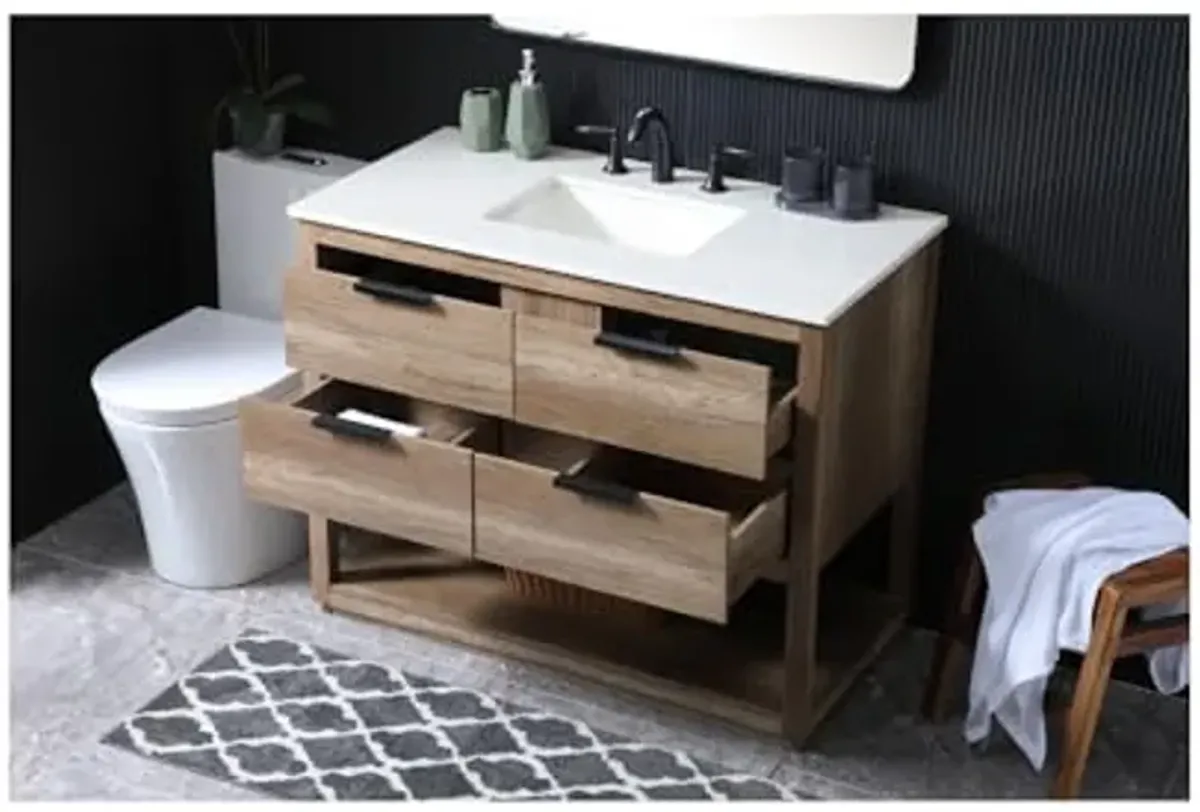 Elegant Lighting 42 Inch Single Bathroom Vanity in Natural Oak