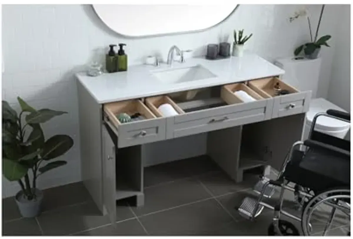 Elegant Lighting 54 Inch Ada Compliant Bathroom Vanity in Grey