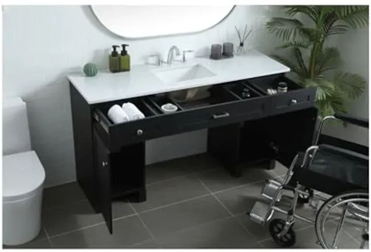 Elegant Lighting 60 Inch Ada Compliant Bathroom Vanity in Black