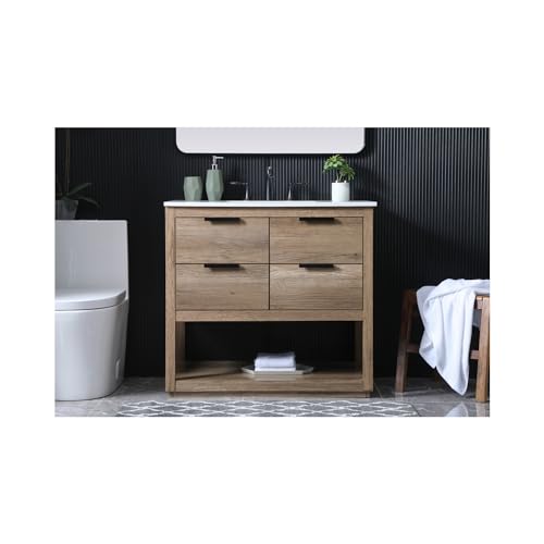 Elegant Lighting 36 Inch Single Bathroom Vanity in Natural Oak