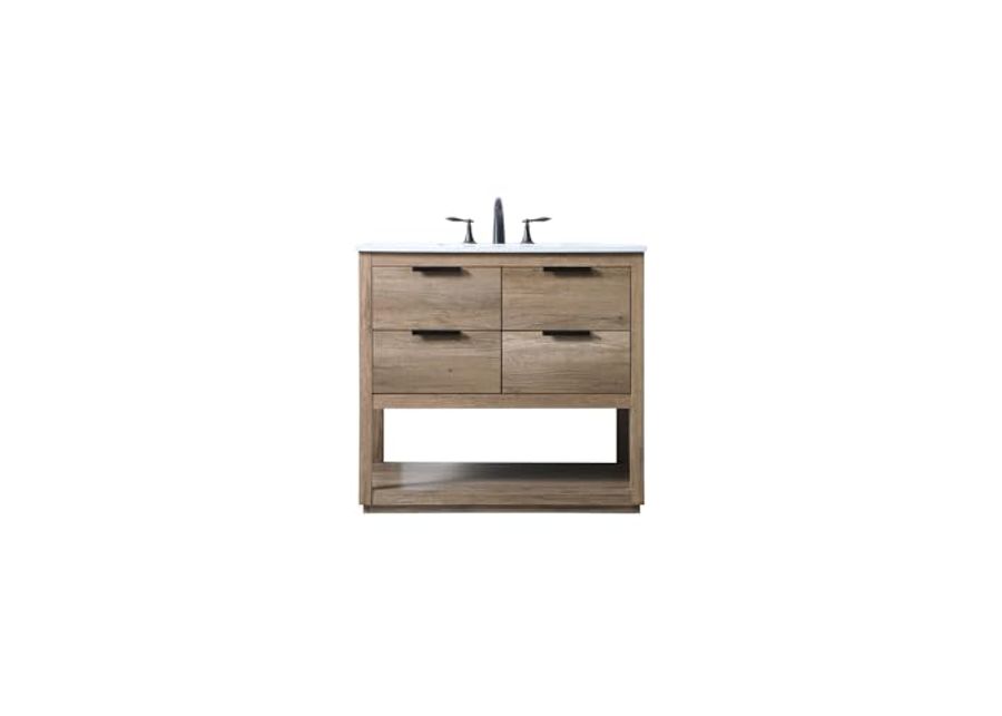 Elegant Lighting 36 Inch Single Bathroom Vanity in Natural Oak