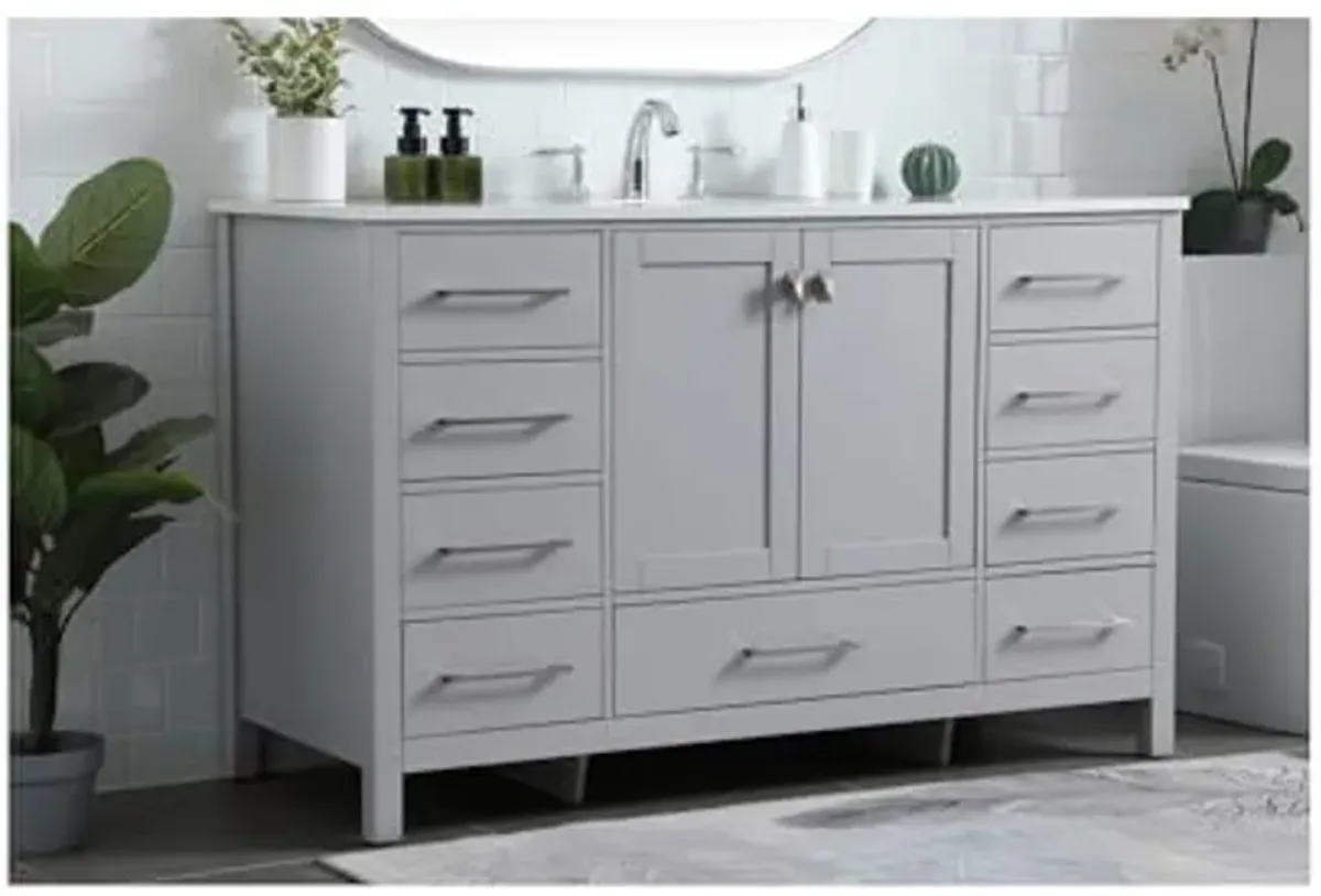 Elegant Lighting 54 Inch Single Bathroom Vanity in Grey