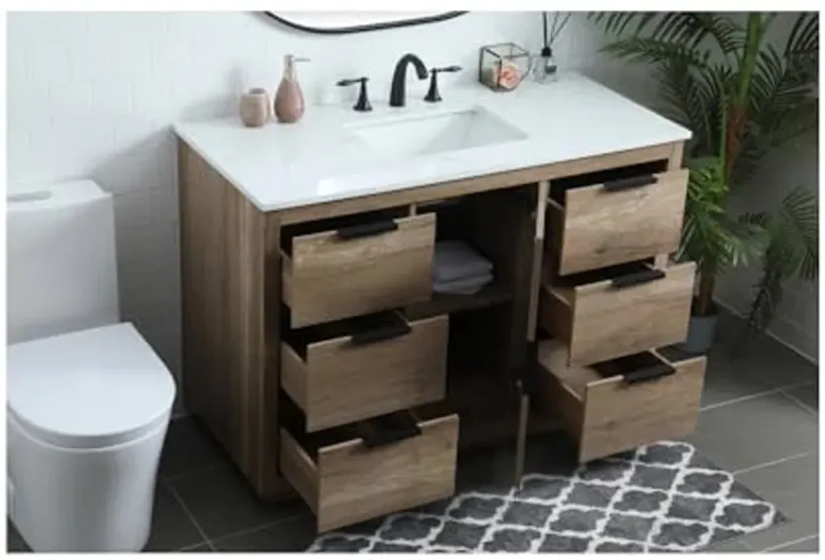 Elegant Lighting 48 Inch Single Bathroom Vanity in Natural Oak