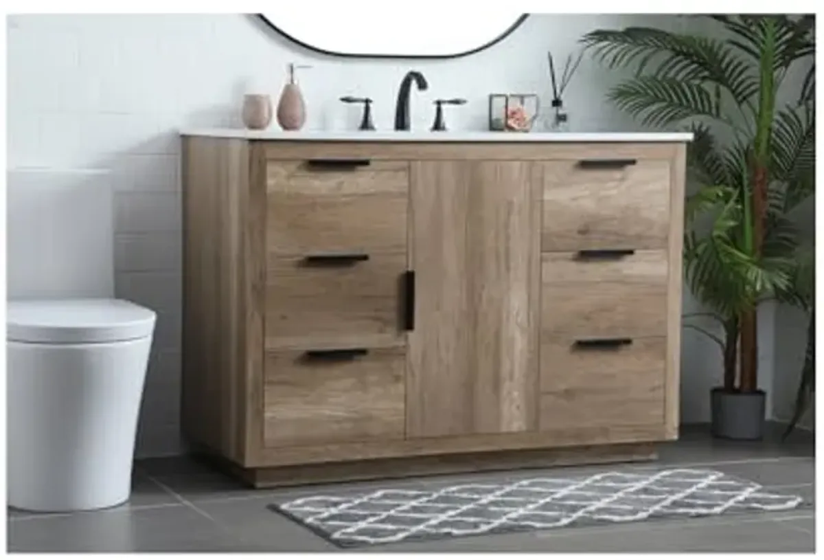 Elegant Lighting 48 Inch Single Bathroom Vanity in Natural Oak