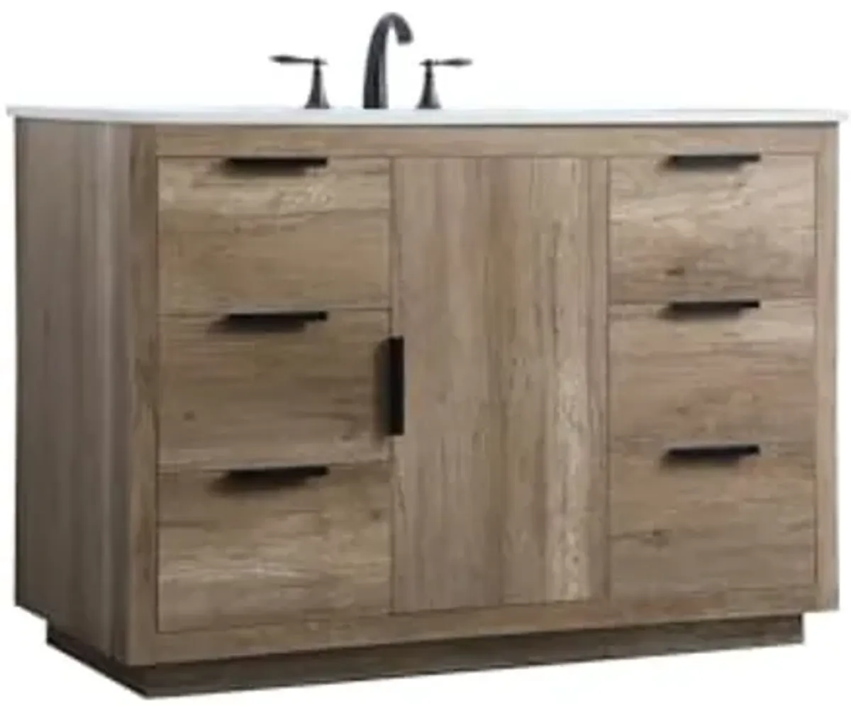 Elegant Lighting 48 Inch Single Bathroom Vanity in Natural Oak