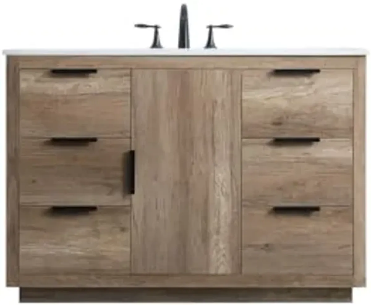 Elegant Lighting 48 Inch Single Bathroom Vanity in Natural Oak