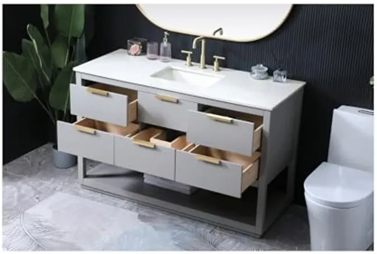 Elegant Lighting 54 Inch Single Bathroom Vanity in Grey