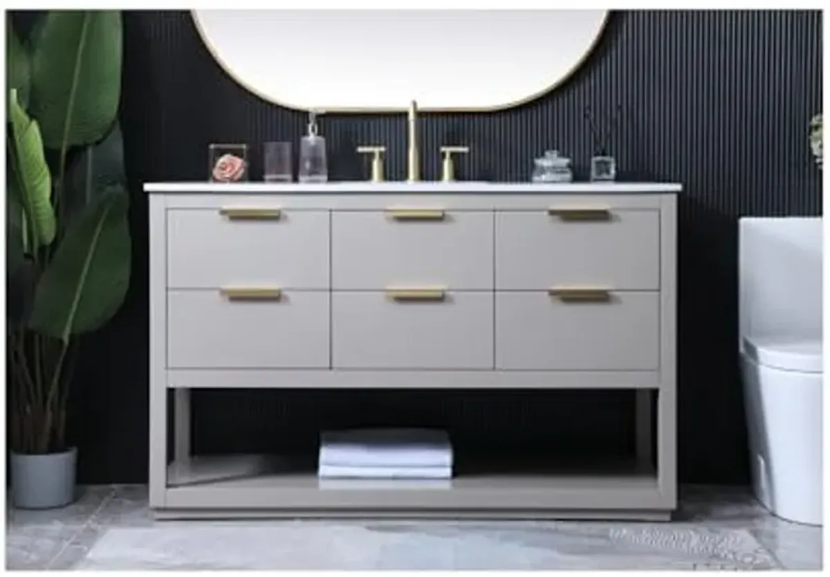 Elegant Lighting 54 Inch Single Bathroom Vanity in Grey