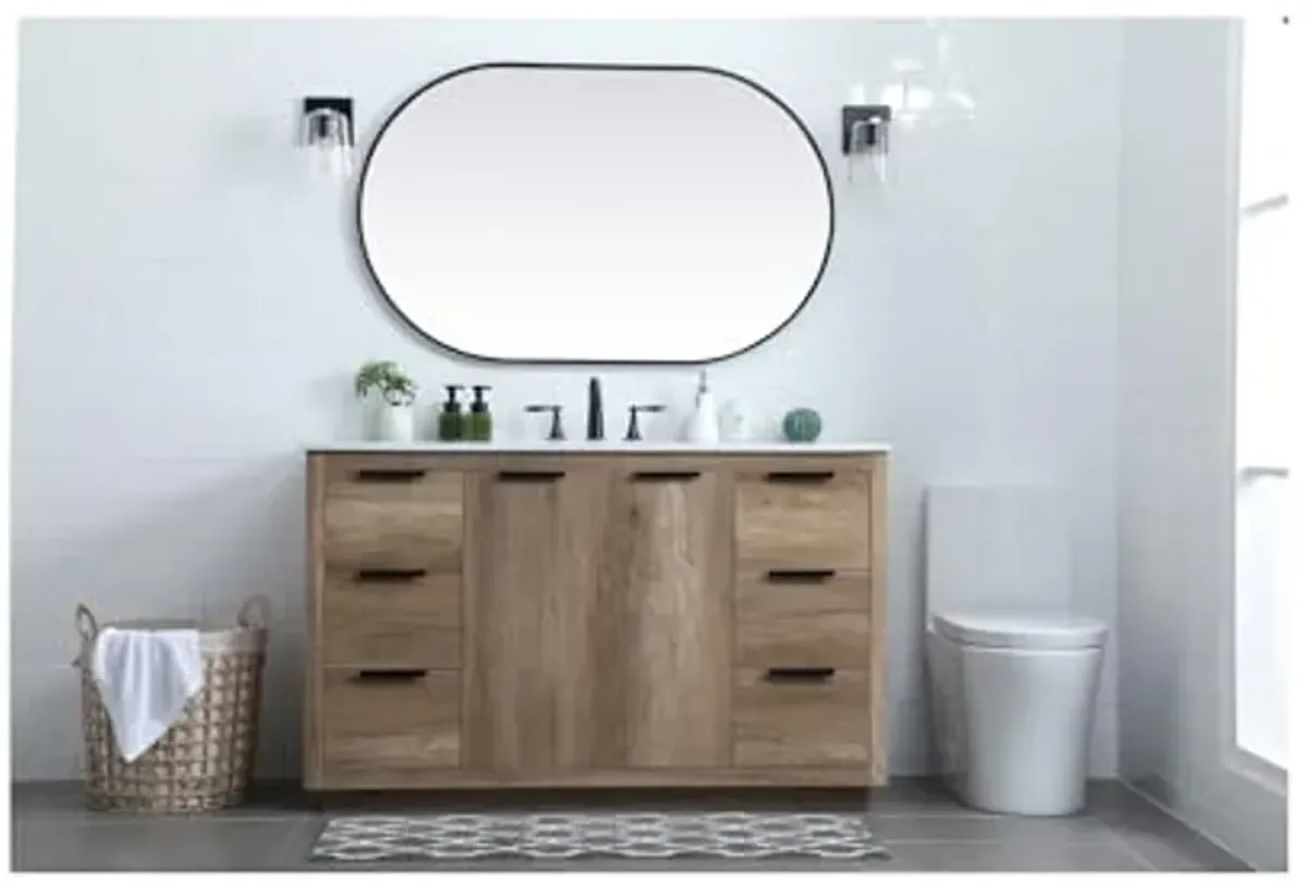 Elegant Lighting 54 Inch Single Bathroom Vanity in Natural Oak