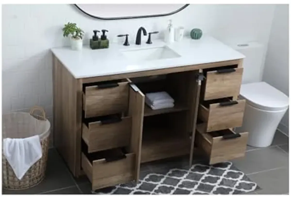 Elegant Lighting 54 Inch Single Bathroom Vanity in Natural Oak