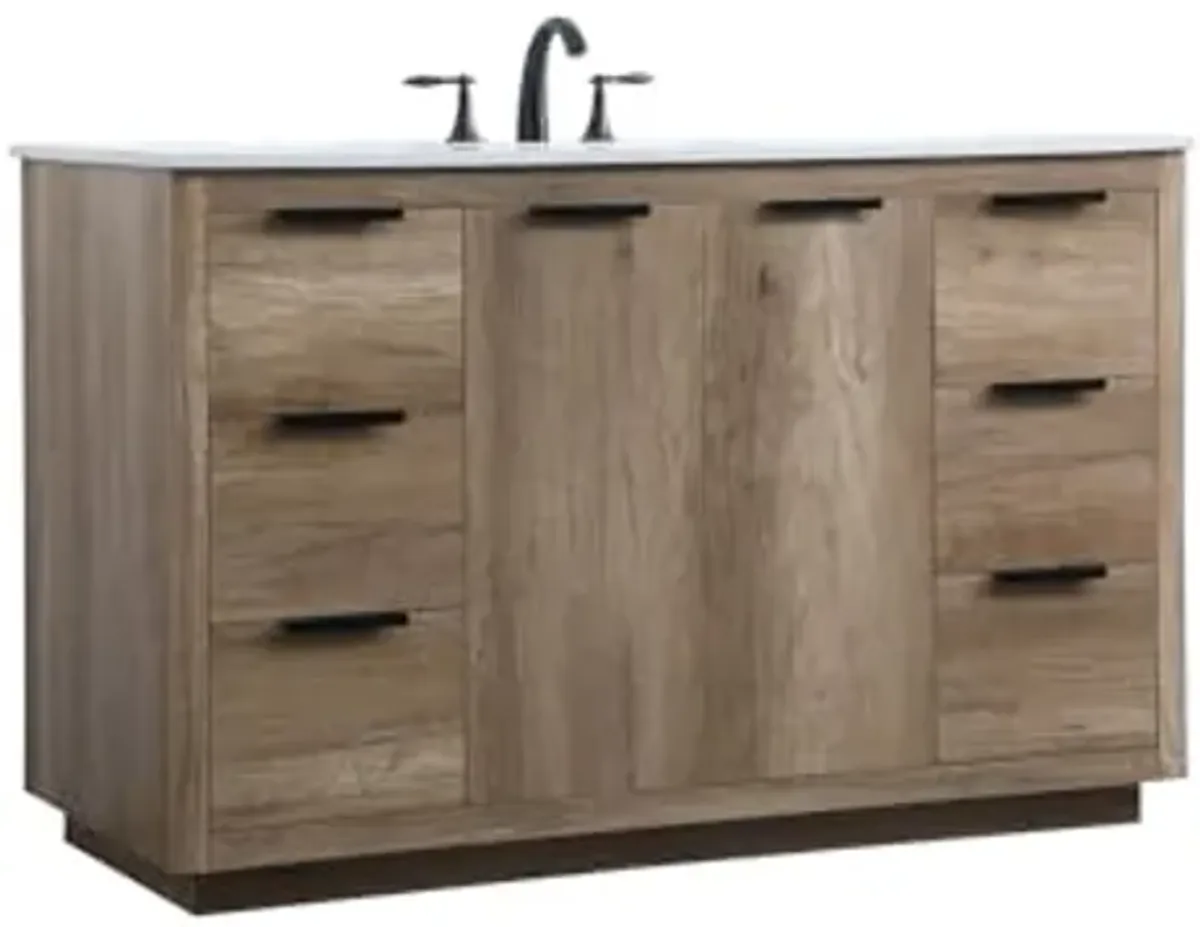 Elegant Lighting 54 Inch Single Bathroom Vanity in Natural Oak