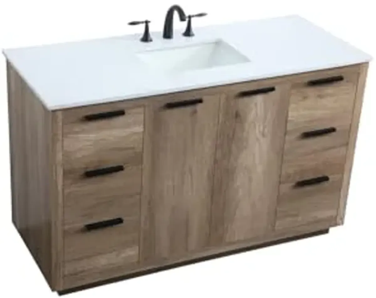 Elegant Lighting 54 Inch Single Bathroom Vanity in Natural Oak