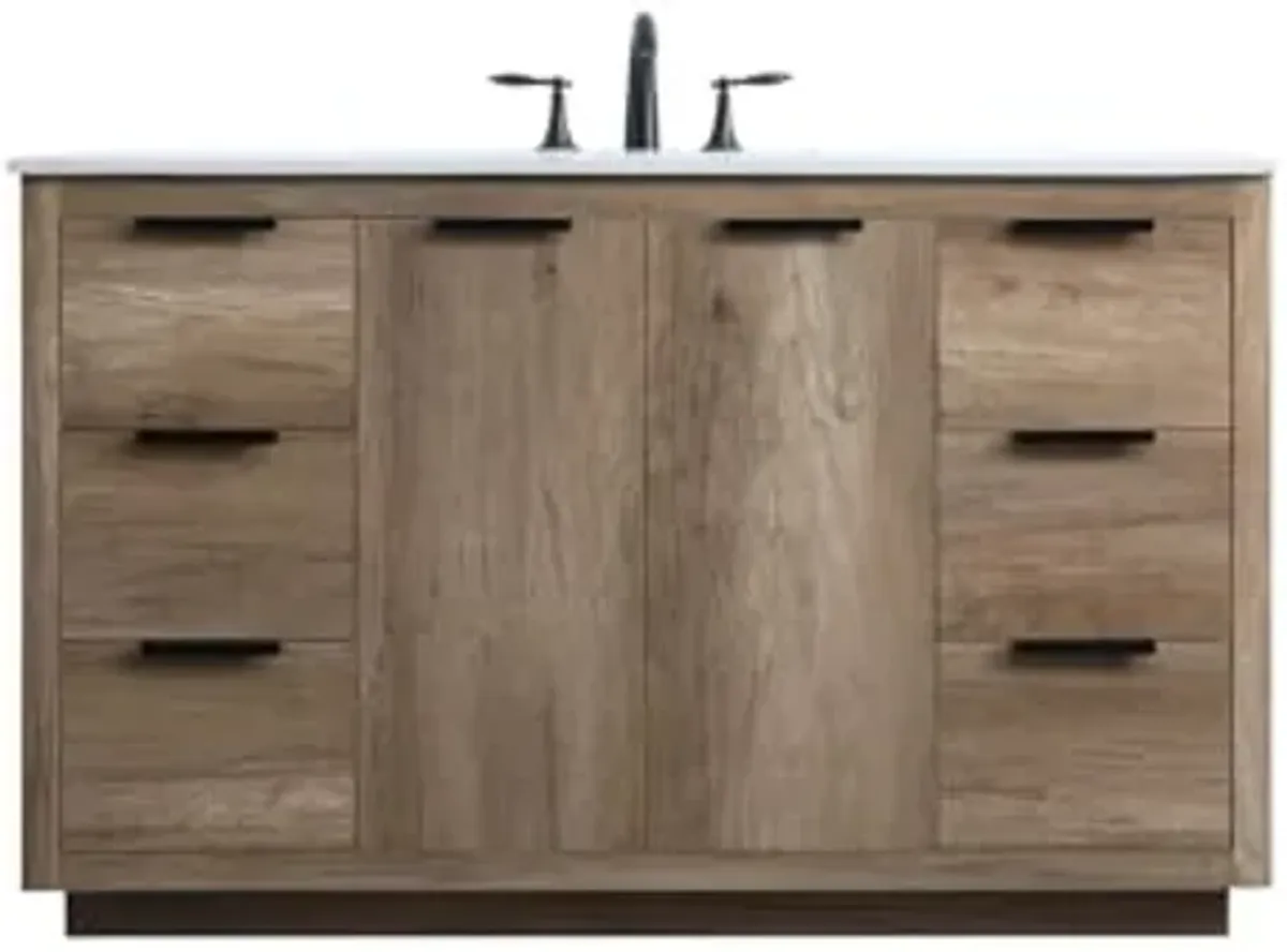 Elegant Lighting 54 Inch Single Bathroom Vanity in Natural Oak