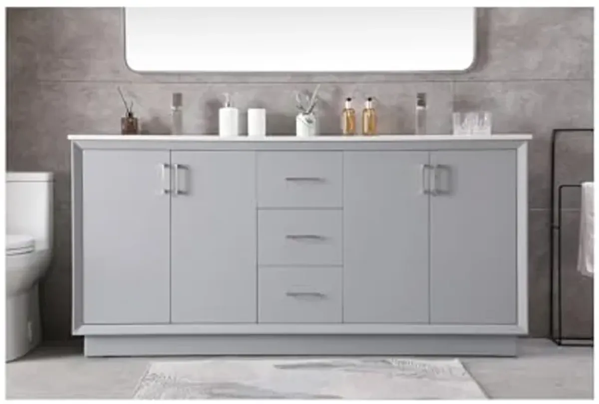 Elegant Lighting 72 Inch Double Bathroom Vanity in Grey