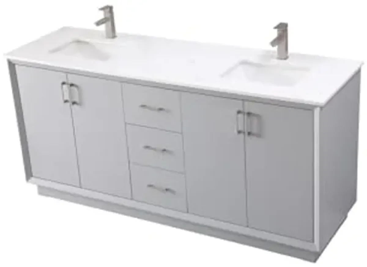 Elegant Lighting 72 Inch Double Bathroom Vanity in Grey