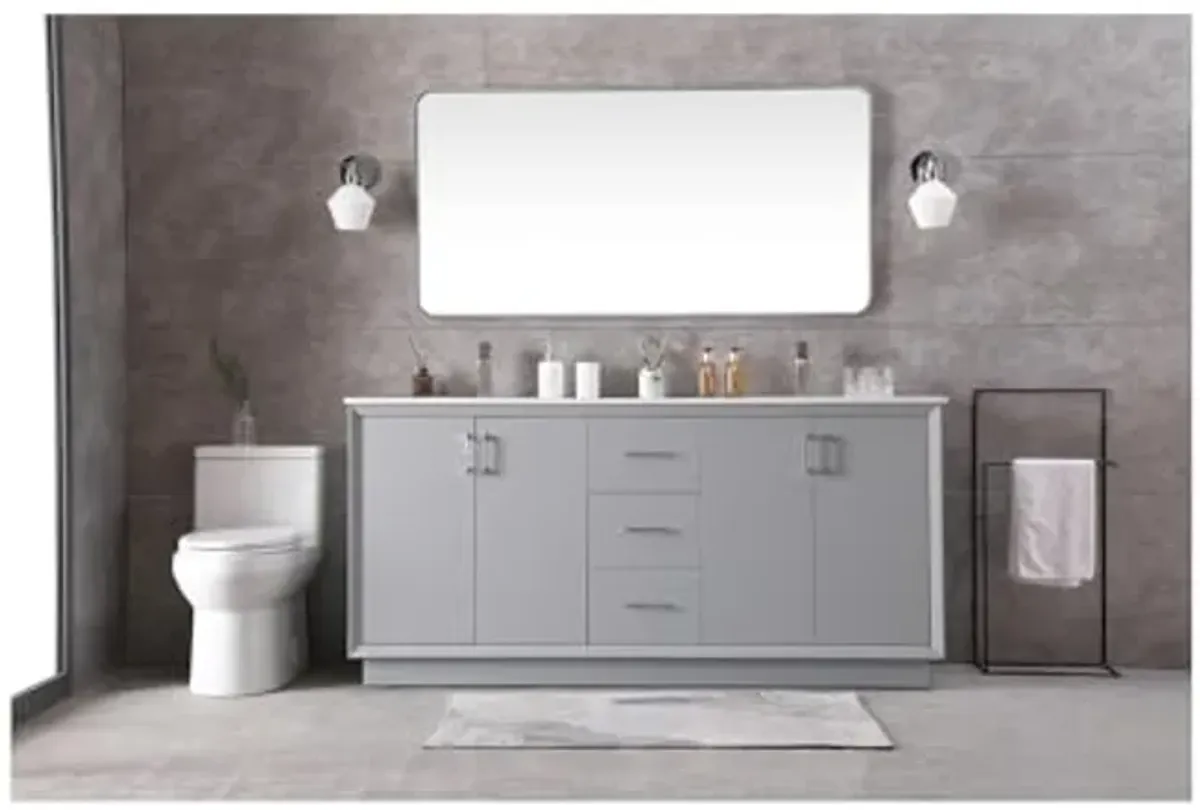 Elegant Lighting 72 Inch Double Bathroom Vanity in Grey