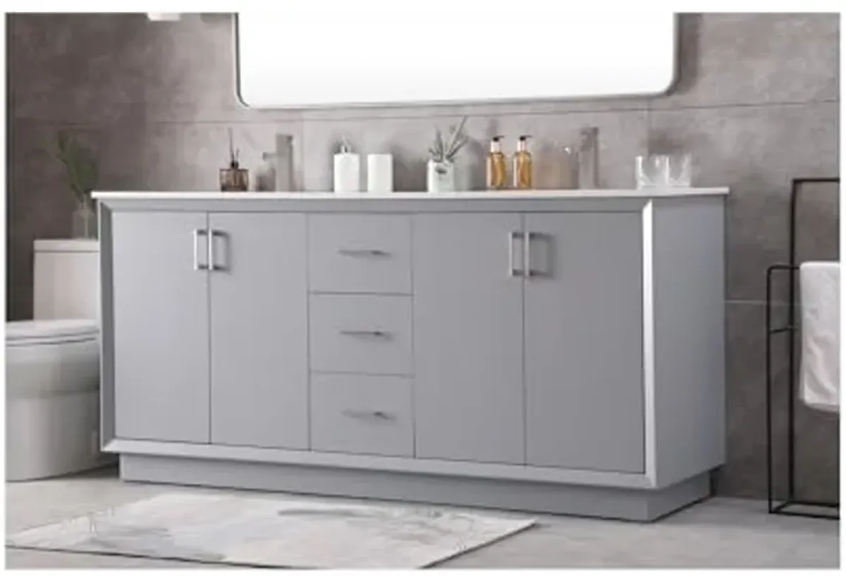 Elegant Lighting 72 Inch Double Bathroom Vanity in Grey