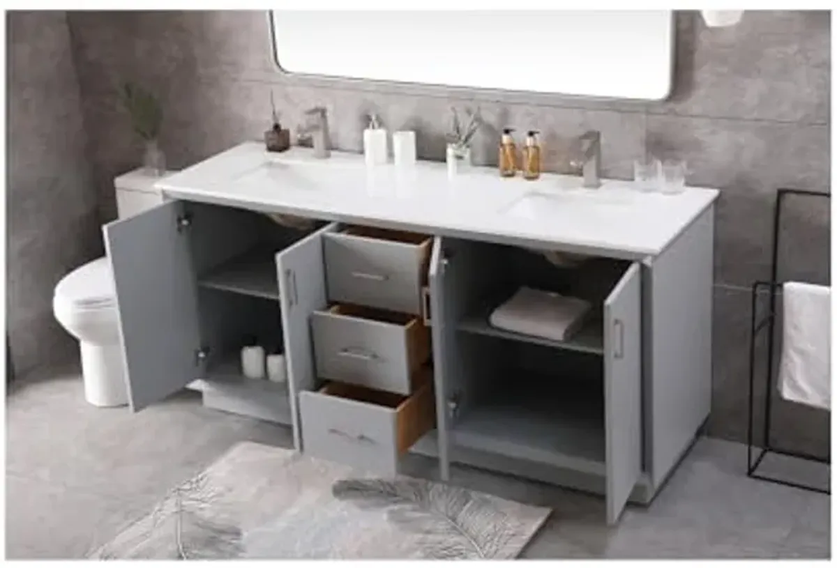 Elegant Lighting 72 Inch Double Bathroom Vanity in Grey