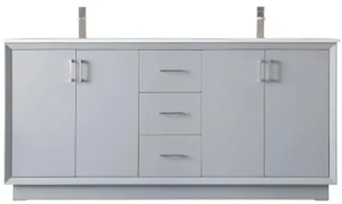 Elegant Lighting 72 Inch Double Bathroom Vanity in Grey