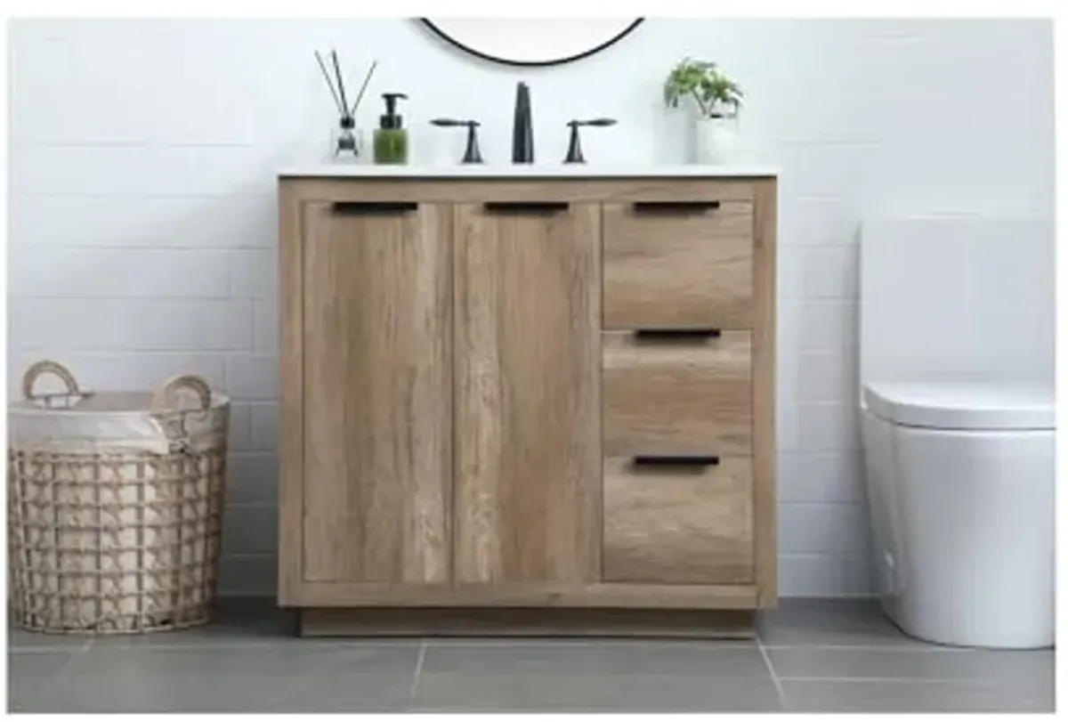 Elegant Lighting 36 Inch Single Bathroom Vanity in Natural Oak