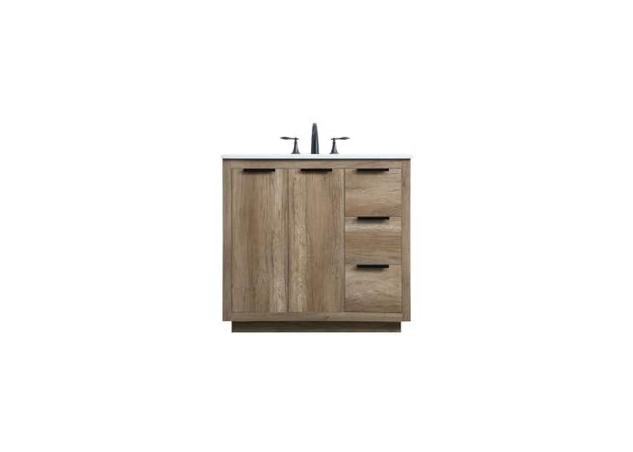 Elegant Lighting 36 Inch Single Bathroom Vanity in Natural Oak