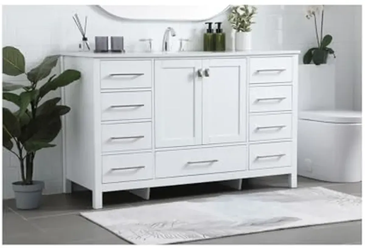 Elegant Lighting 54 Inch Single Bathroom Vanity in White