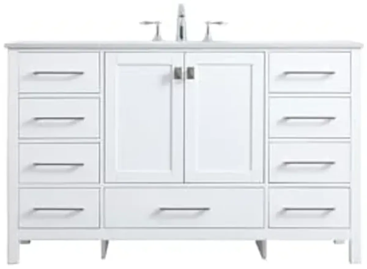 Elegant Lighting 54 Inch Single Bathroom Vanity in White