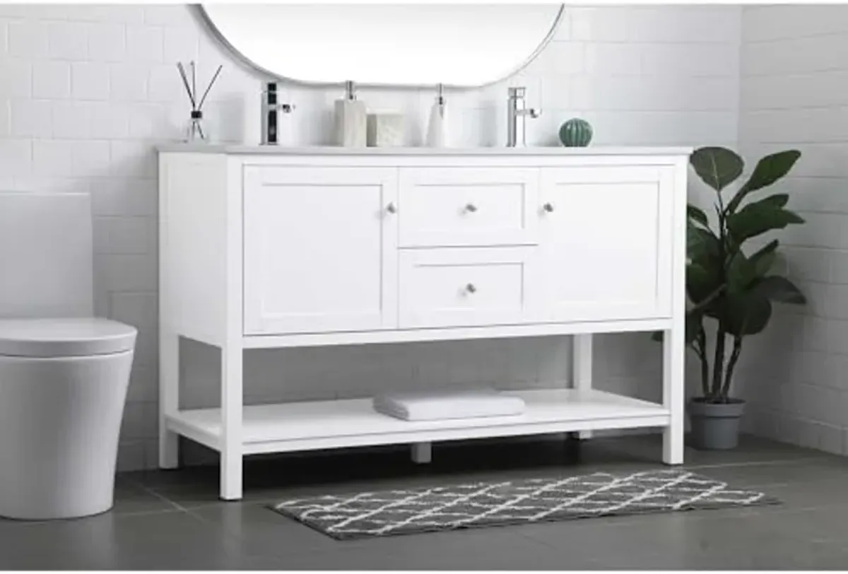 Elegant Lighting 54 Inch Double Bathroom Vanity in White