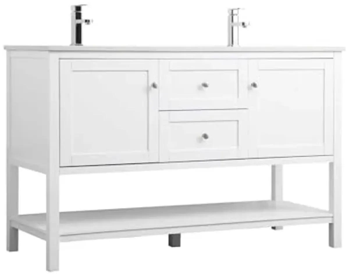 Elegant Lighting 54 Inch Double Bathroom Vanity in White