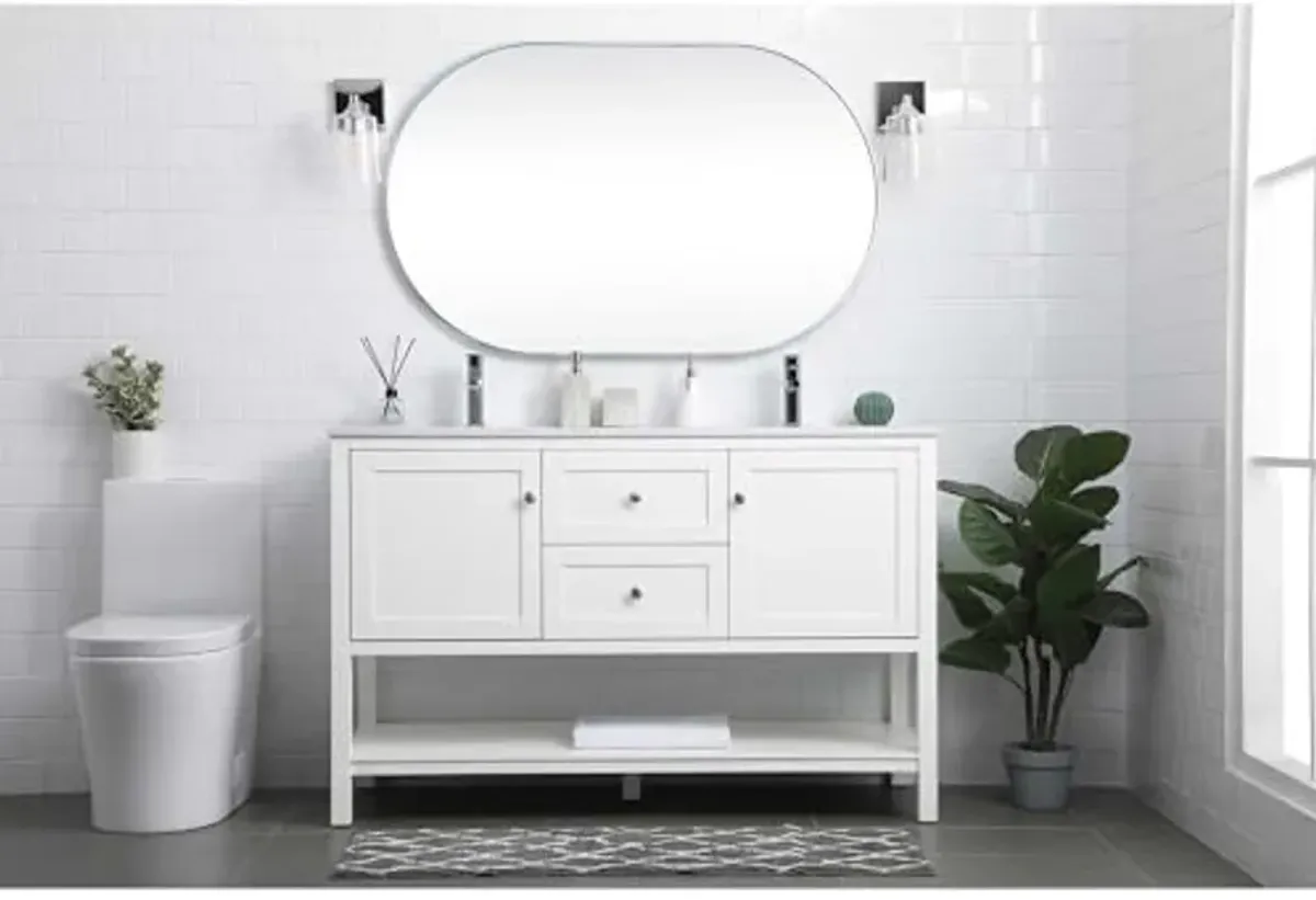 Elegant Lighting 54 Inch Double Bathroom Vanity in White