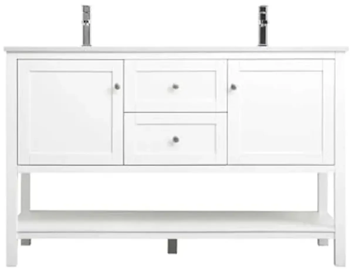 Elegant Lighting 54 Inch Double Bathroom Vanity in White