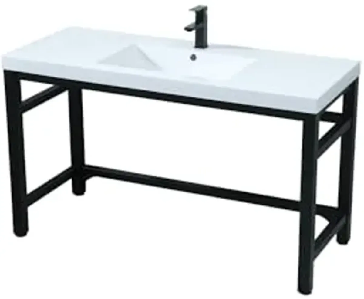 Elegant Lighting 54 Inch Ada Compliant Single Bathroom Metal Vanity in Black