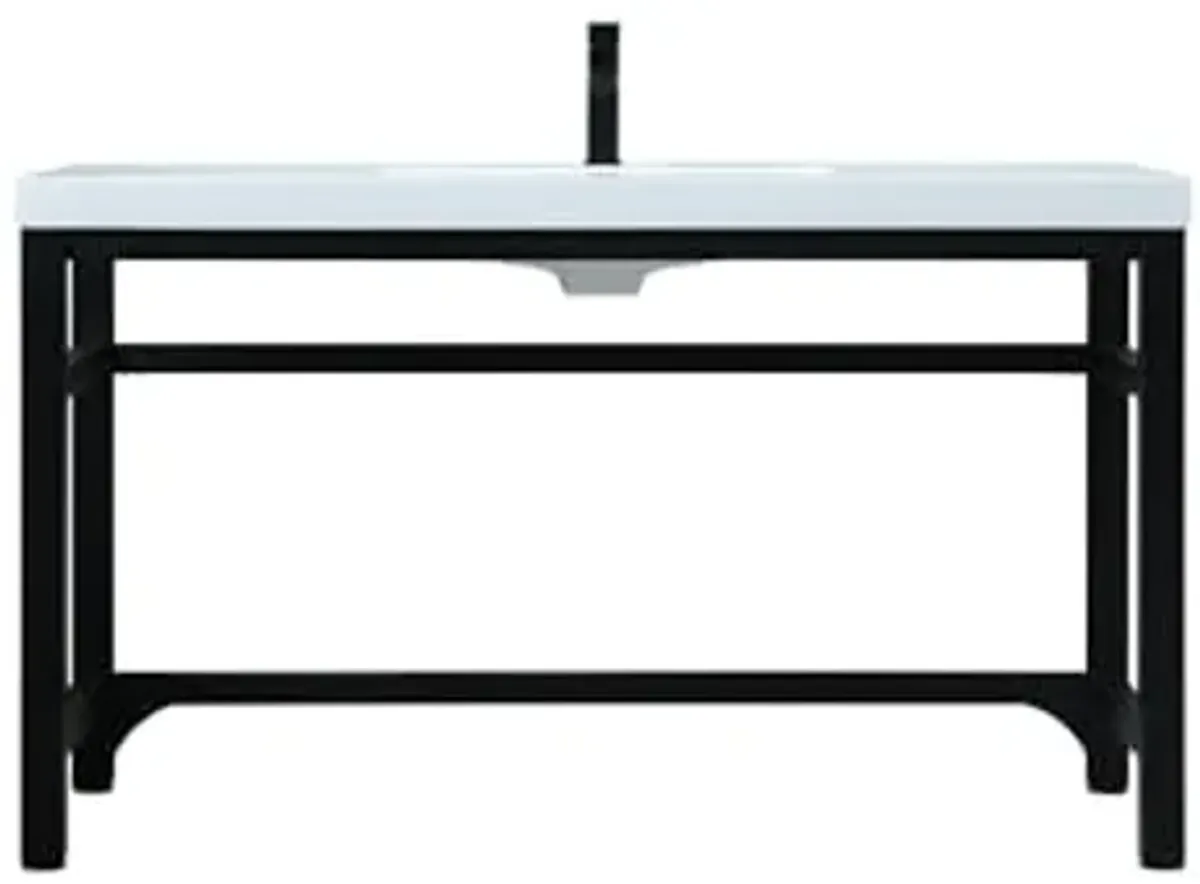 Elegant Lighting 54 Inch Ada Compliant Single Bathroom Metal Vanity in Black