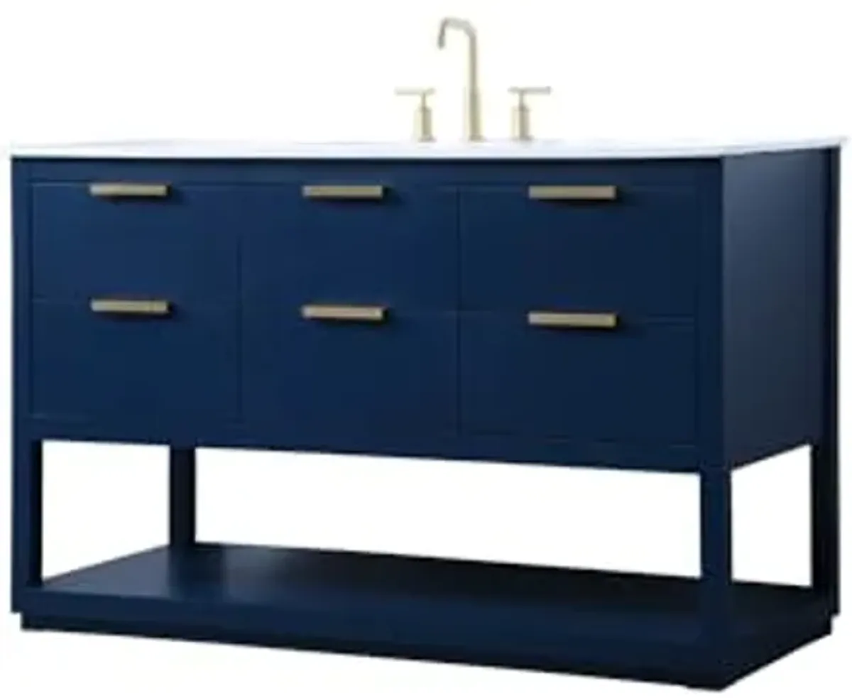 Elegant Lighting 54 Inch Single Bathroom Vanity in Blue