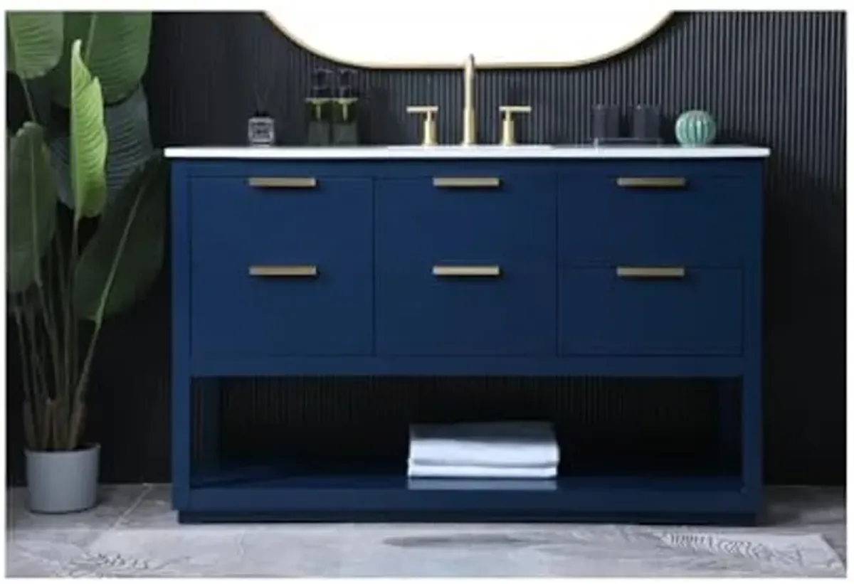 Elegant Lighting 54 Inch Single Bathroom Vanity in Blue