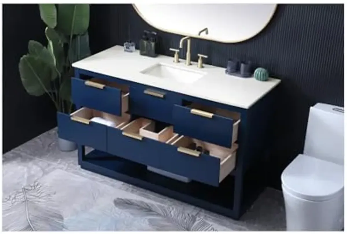 Elegant Lighting 54 Inch Single Bathroom Vanity in Blue