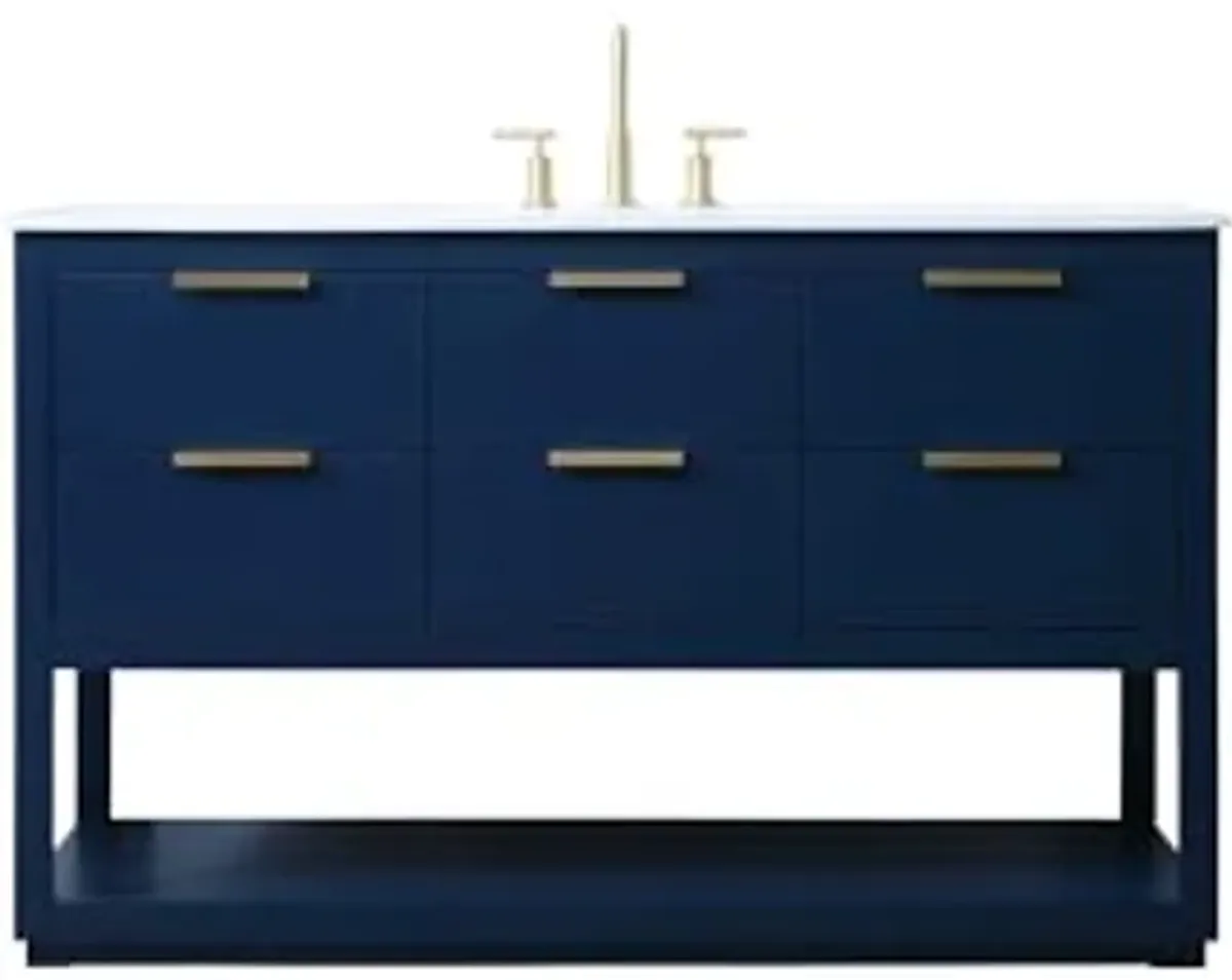 Elegant Lighting 54 Inch Single Bathroom Vanity in Blue