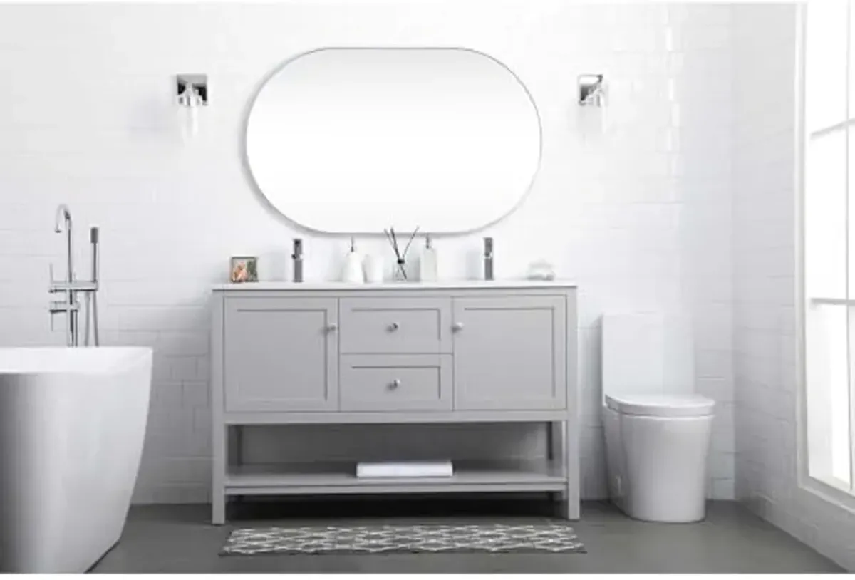 Elegant Lighting 54 Inch Double Bathroom Vanity in Grey