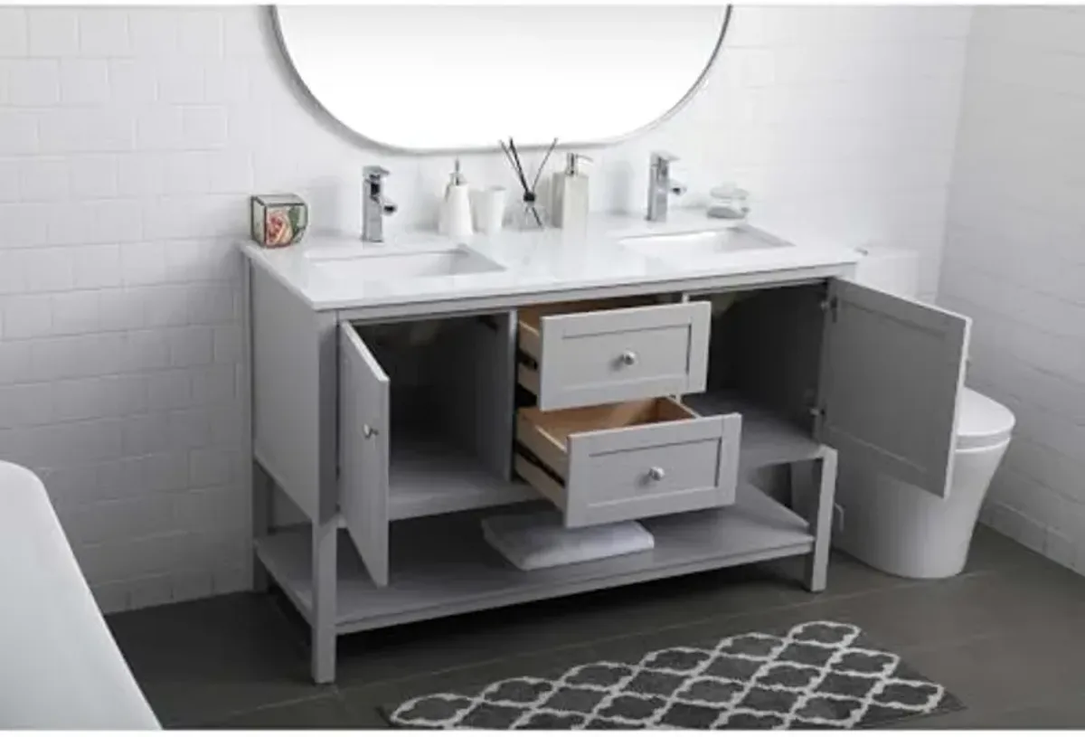 Elegant Lighting 54 Inch Double Bathroom Vanity in Grey