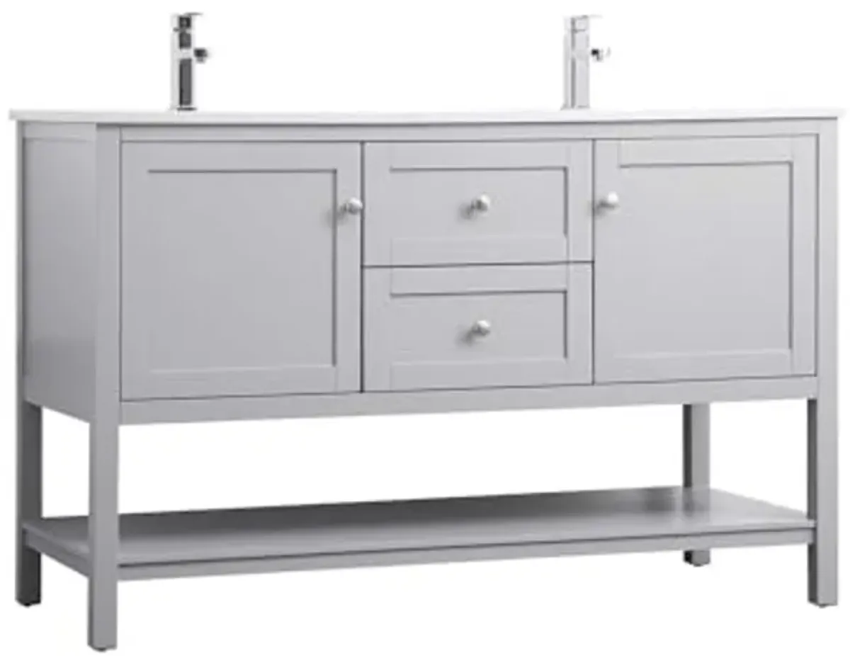 Elegant Lighting 54 Inch Double Bathroom Vanity in Grey