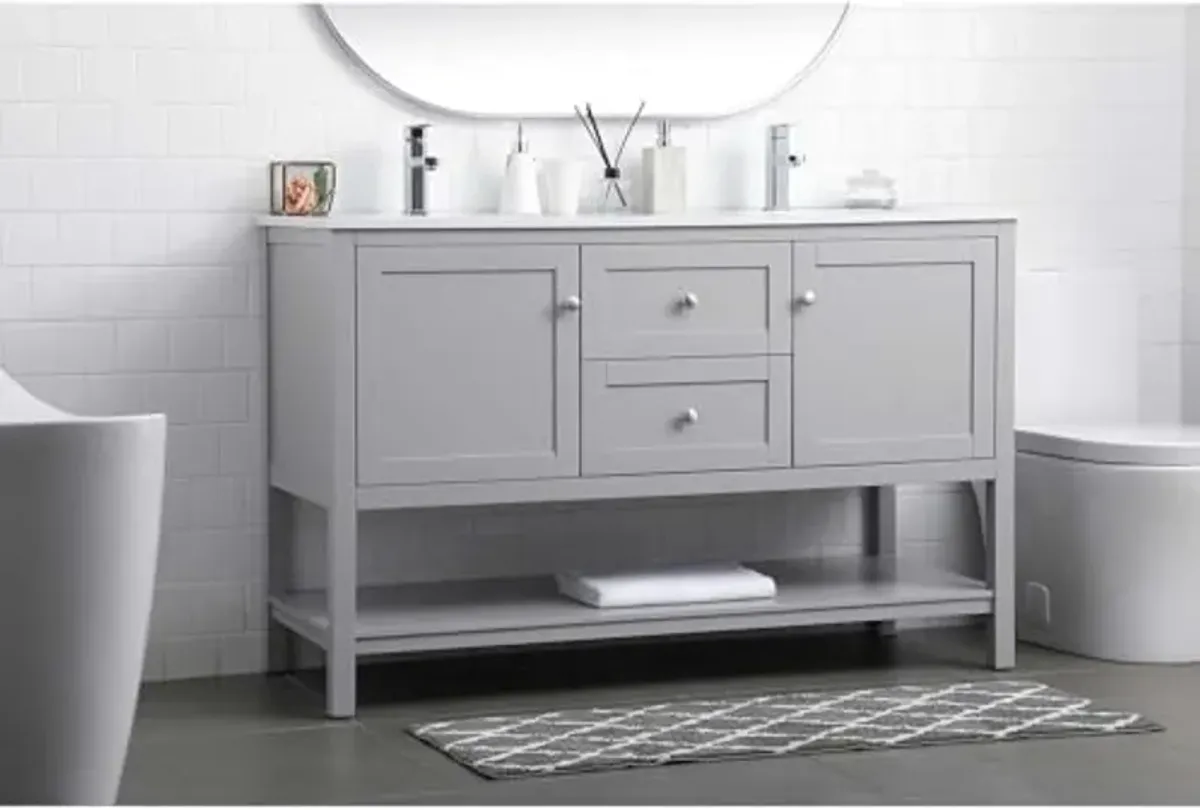 Elegant Lighting 54 Inch Double Bathroom Vanity in Grey