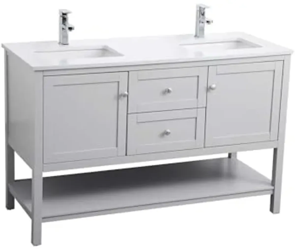 Elegant Lighting 54 Inch Double Bathroom Vanity in Grey