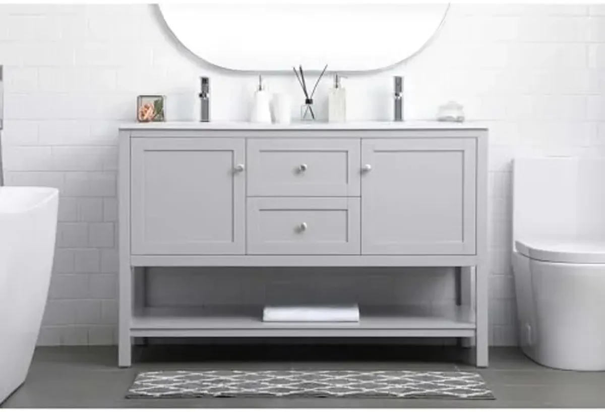 Elegant Lighting 54 Inch Double Bathroom Vanity in Grey